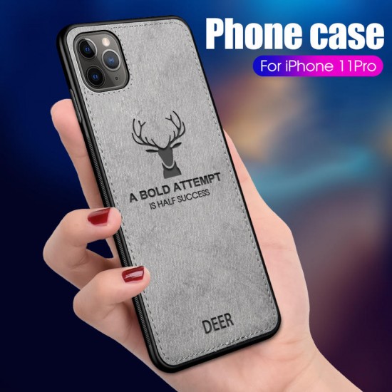 Deer Canvas Cloth Shockproof Protective Case for iPhone 11 Pro 5.8 inch