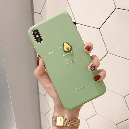 3D Candy Color Avocado Letter Pattern Soft TPU Protective Case for iPhone XS MAX XR X for iPhone 7 6 6S 8 Plus Back Cover