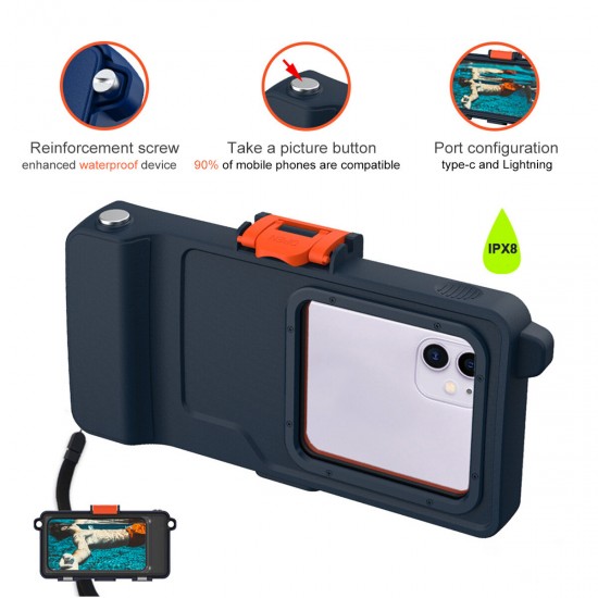 6.7 inch Professional IP68 Waterproof Mobile Phone Case with Transparent Window Take Picture Shockproof Underwater Diving Surfing Protective Case for iPhone Series