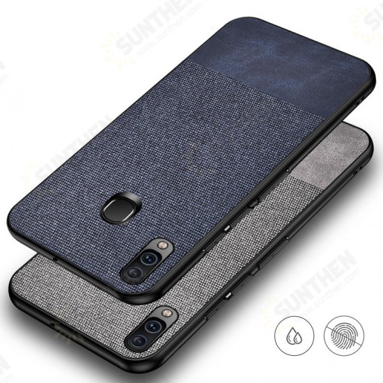 Anti-Fingerprint Canvas Splice TPU Border Protective Case for Samsung Galaxy A40 2019