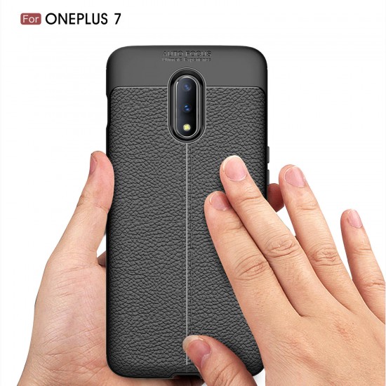 Anti-Fingerprint Soft Litchi Texture Silicone Protective Case For OnePlus 7