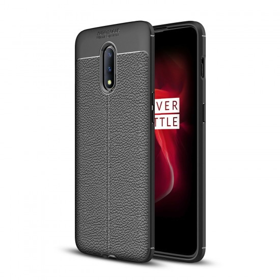 Anti-Fingerprint Soft Litchi Texture Silicone Protective Case For OnePlus 7