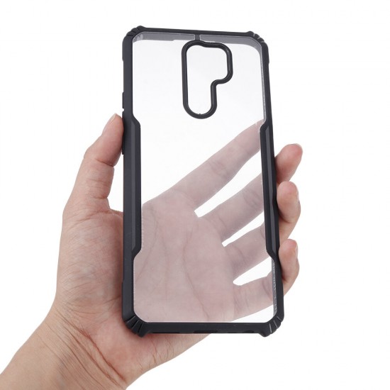 Four-Corner Bumper Transparent Acrylic Shockproof Non-Yellow Protective Case for Xiaomi Redmi 9 Non-original