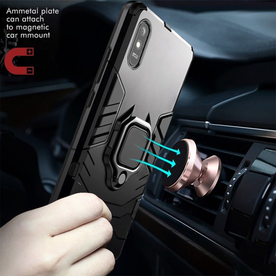 Shockproof Magnetic with 360 Rotation Finger Ring Holder Stand PC Protective Case for Xiaomi Redmi 9A Non-original