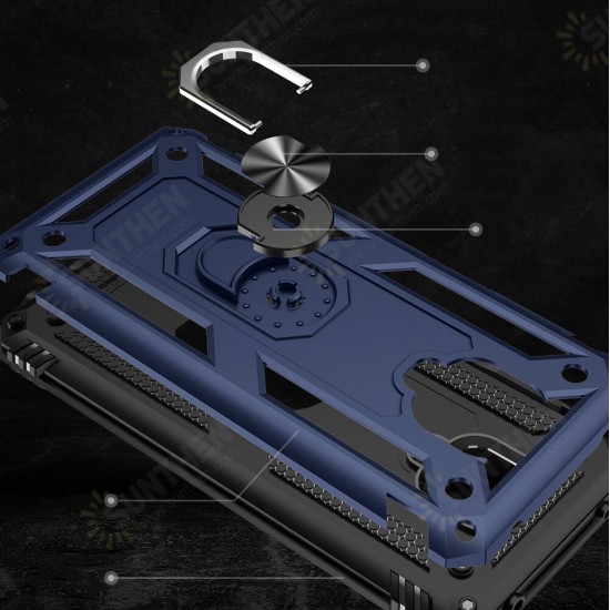 with 360° Degree Rotatable Magnetic Ring Holder Shockproof PC Protective Case for Xiaomi Redmi Note 9S / Redmi Note 9 Pro Non-original