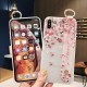 Blossom Embossed Soft Silicone Protective Case with Wristband Holder for iPhone XS MAX XR X for iPhone 7 6 6S 8 Plus Back Cover