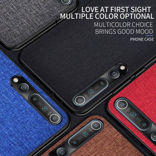 Breathable Canvas Cloth Sweatproof Shockproof Protective Case Back Cover for Xiaomi Mi10 Mi 10 / Mi10 Mi 10 Pro Non-original