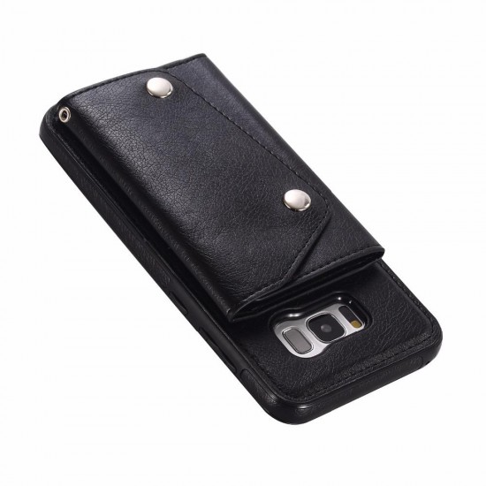 Classic PU Leather Wallet Card Slots Bracket Protective Case for Samsung Galaxy S8