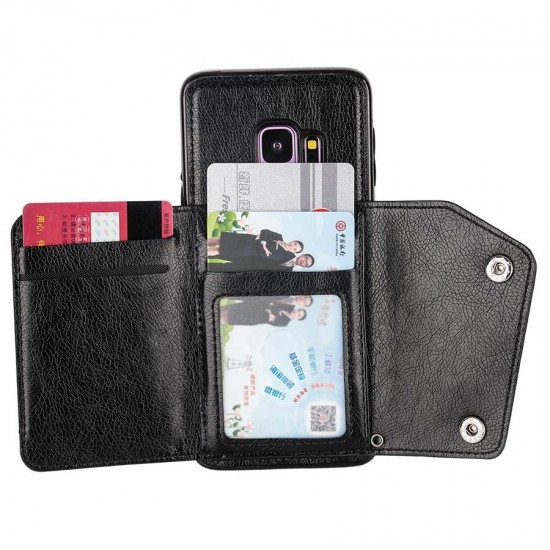 Classic PU Leather Wallet Card Slots Bracket Protective Case for Samsung Galaxy S9