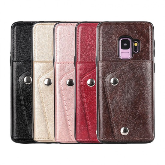 Classic PU Leather Wallet Card Slots Bracket Protective Case for Samsung Galaxy S9