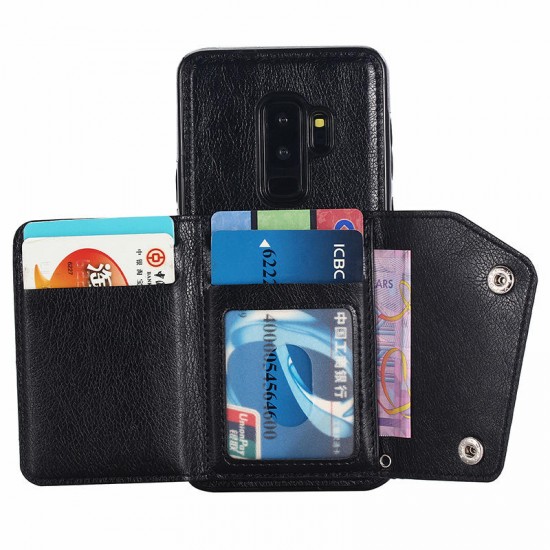 Classic PU Leather Wallet Card Slots Bracket Protective Case for Samsung Galaxy S9 Plus