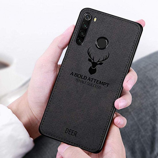 Deer Luxury Canvas Cloth Shockproof Anti-fingerprint Protective Case for Xiaomi Redmi Note 8 2021 Global Version Non-original