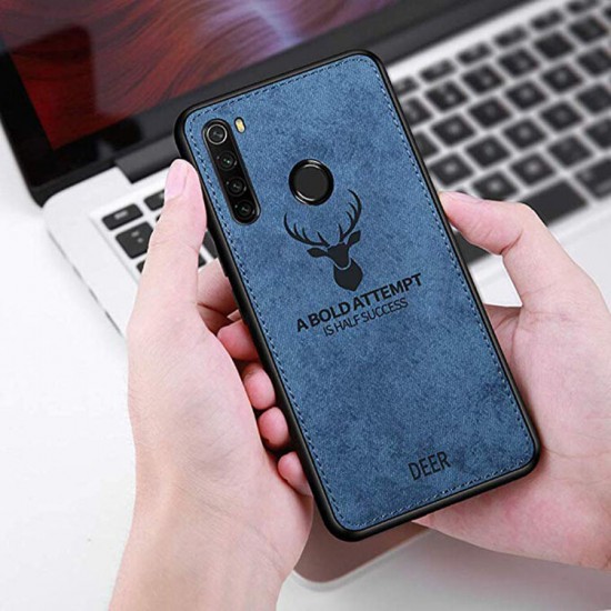 Deer Luxury Canvas Cloth Shockproof Anti-fingerprint Protective Case for Xiaomi Redmi Note 8 2021 Global Version Non-original