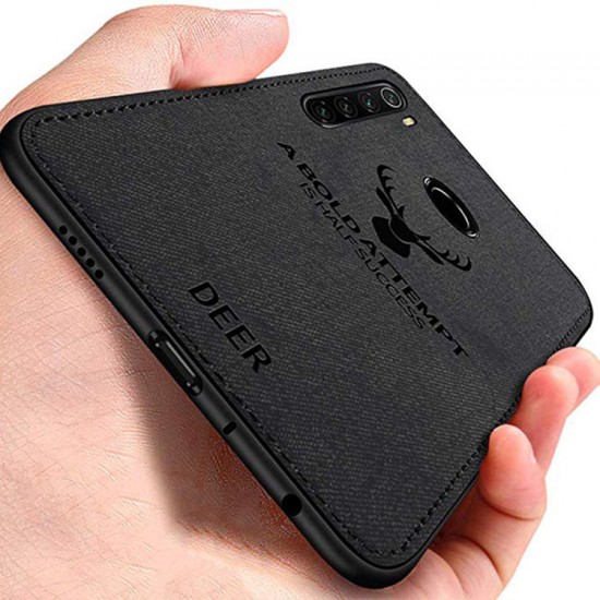 Deer Luxury Canvas Cloth Shockproof Anti-fingerprint Protective Case for Xiaomi Redmi Note 8 2021 Global Version Non-original