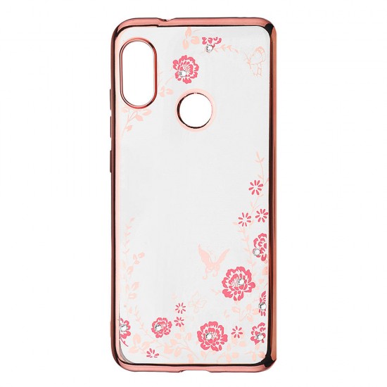 Diamond Plating Clear Soft TPU Flower Protective Case For Xiaomi Redmi Note 6 Pro