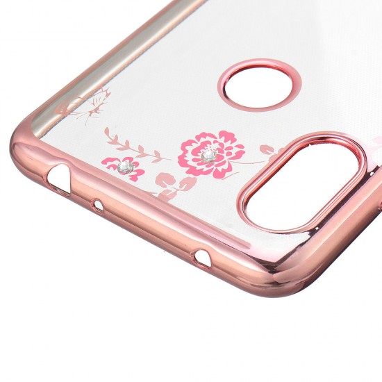 Diamond Plating Clear Soft TPU Flower Protective Case For Xiaomi Redmi Note 6 Pro