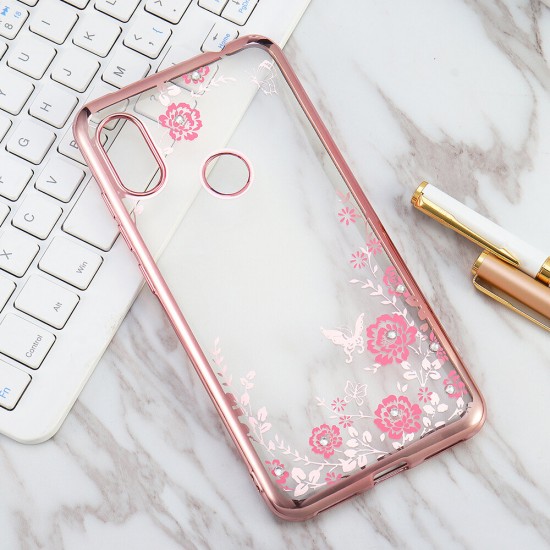 Diamond Plating Clear Soft TPU Flower Protective Case For Xiaomi Redmi Note 6 Pro