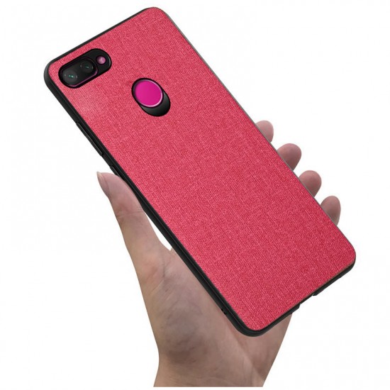 Fabric PC+PU Leather Back + Soft TPU Bumper Protective Case for Xiaomi Mi 8 Lite 6.26 inch Non-original