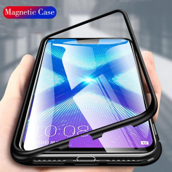 Flip 360° Magnetic Adsorption Metal Tempered Glass Protective Case for Huawei Honor 8X