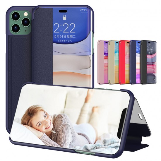 Flip Bumper Window View with Foldable Stand PU Leather Protective Case for iPhone XR