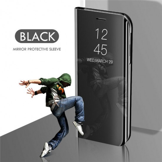 Flip Mirror Window Shockproof Full Cover Protective Case + HD Clear 9H Anti-Explosion Tempered Glass Screen Protector