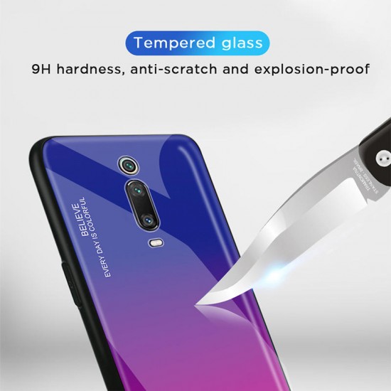 Gradient Color Tempered Glass + Soft TPU Back Cover Protective Case for Xiaomi Mi 9T / Xiaomi Mi9T Pro / Xiaomi Redmi K20 / Redmi K20 PRO