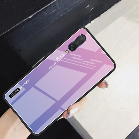 Gradient Color Tempered Glass + Soft TPU Back Cover Protective Case for Xiaomi Mi A3 / Xiaomi Mi CC9e