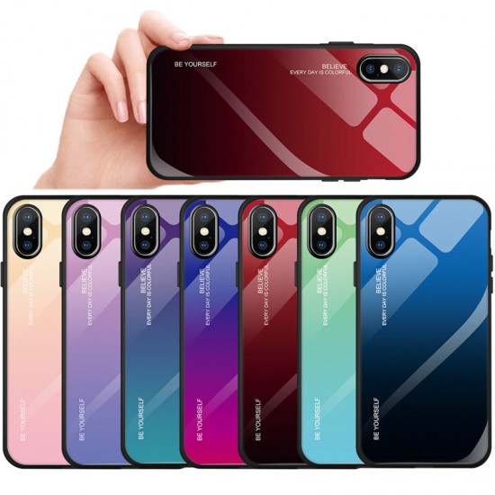 Gradient Scratch Resistant Tempered Glass Protective Case For iPhone X/XS/XR/XS Max