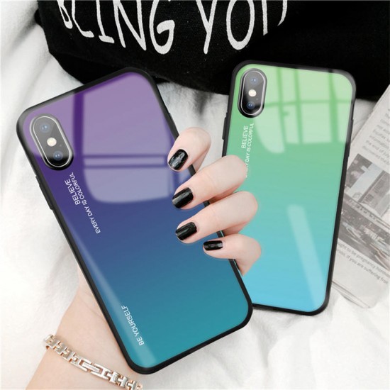 Gradient Scratch Resistant Tempered Glass Protective Case For iPhone X/XS/XR/XS Max