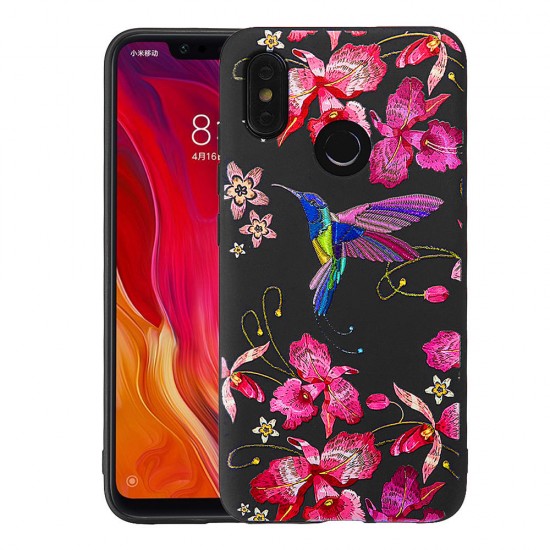 Imitation Embroidery Three-Dimensional Relief Soft TPU Protective Case For Xiaomi Mi8 Mi 8