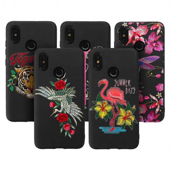 Imitation Embroidery Three-Dimensional Relief Soft TPU Protective Case For Xiaomi Mi8 Mi 8