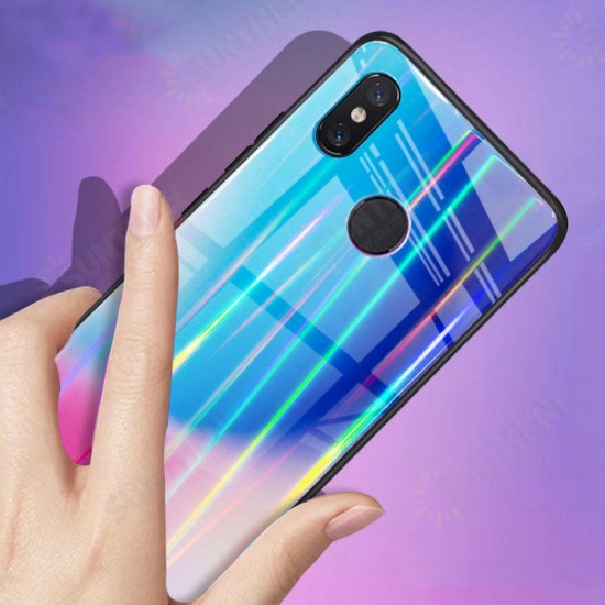 Laser Aurora Gradient Tempered Glass Shockproof Protective Case For Xiaomi Mi8 SE 5.88 Inch