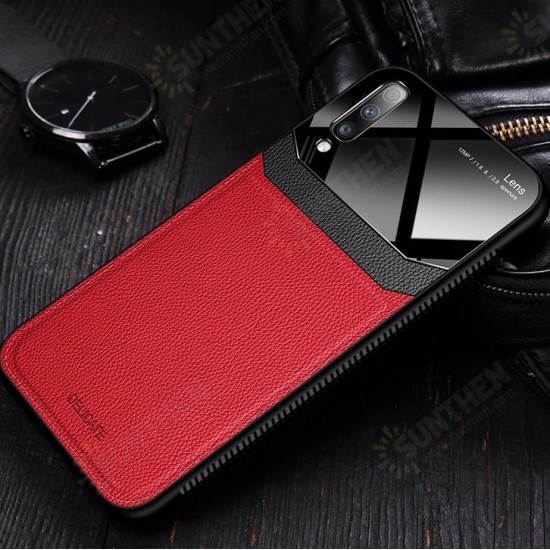 Luxury Business PU Leather Mirror Glass Shockproof Protective Case for Samsung Galaxy A50 2019