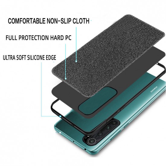 Luxury Canvas Fabric Splice Soft Silicone Edge Shockproof Protective Case for Xiaomi Mi Note 10 Lite Non-original