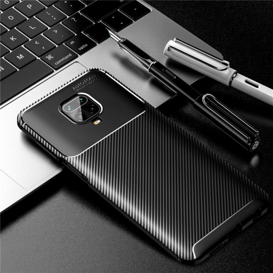 Luxury Carbon Fiber Pattern Shockproof Silicone Protective Case for Xiaomi Redmi Note 9S / Redmi Note 9 Pro / Redmi Note 9 Pro Max Non-original