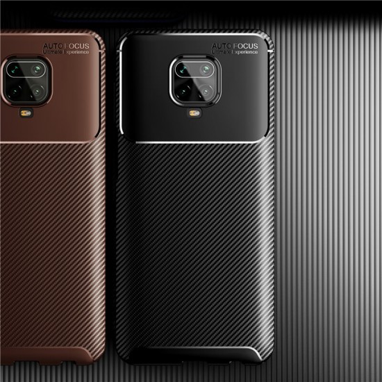 Luxury Carbon Fiber Pattern Shockproof Silicone Protective Case for Xiaomi Redmi Note 9S / Redmi Note 9 Pro / Redmi Note 9 Pro Max Non-original