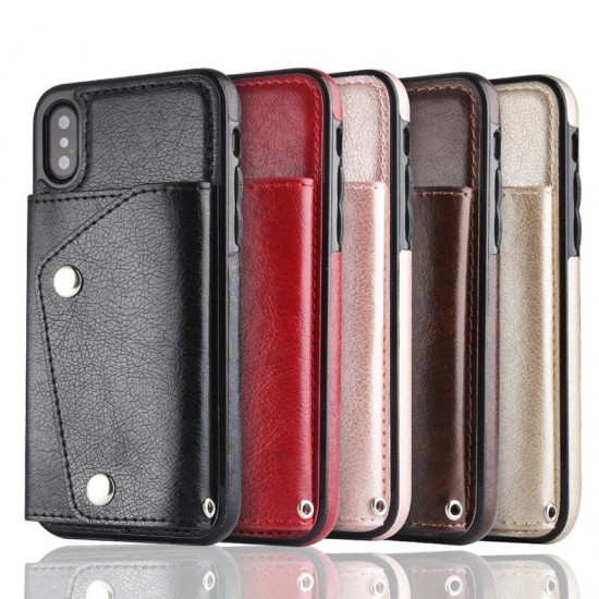 Luxury Genuine Leather Multiple Cards Slot Wallet Holder Shockproof Protective Case for iPhone X/XS iP XR iP XS Max iP 8 iP 8P iP7 iP7 Plus