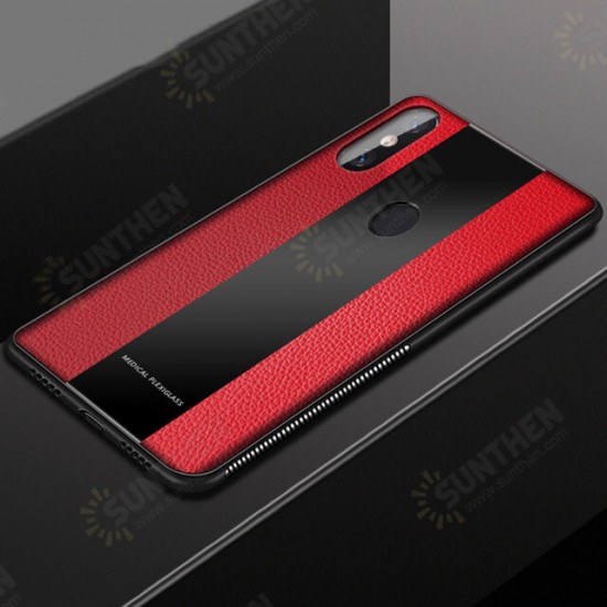 Luxury Shockproof Soft Silicone PU Leather Tempered Glass Protective Case For Xiaomi Redmi Note 5 / Redmi Note 5 Pro