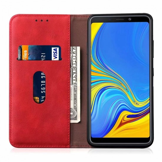 Magnetic Flip Protective Case For Samsung Galaxy A7 2018/A9 2018 Wallet Card Slot Kickstand Cover