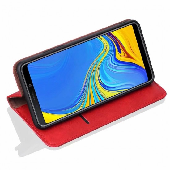 Magnetic Flip Protective Case For Samsung Galaxy A7 2018/A9 2018 Wallet Card Slot Kickstand Cover