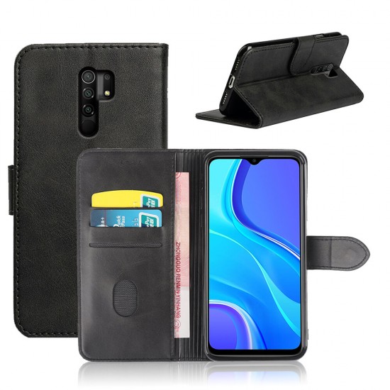 Magnetic Flip with Card Slots Wallet Shockproof Full Cover PU Leather Protective Case for Xiaomi Redmi 9 Non-original