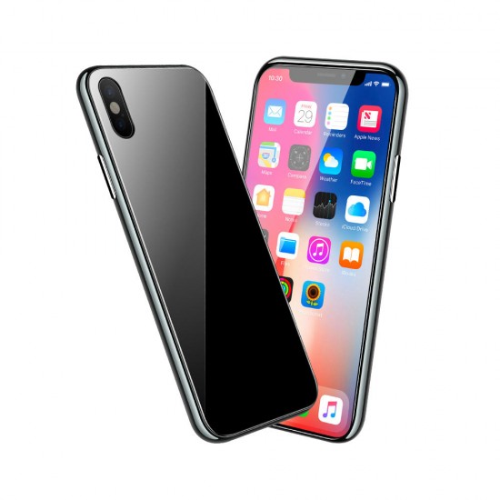 Plating Magnetic Adsorption Full Body Protective Case with Tempered Glass for iPhone X