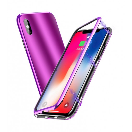 Plating Magnetic Adsorption Hard PC Protective Case For iPhone X