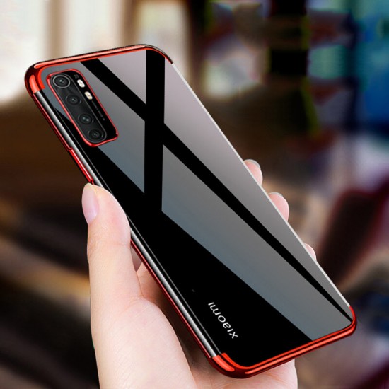 Plating Shockproof Non-yellow Transparent Soft TPU Protective Case for Xiaomi Mi Note 10 Lite Non-original