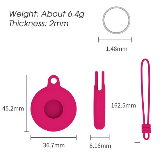 Portable Pure Liquid Silicone Protective Cover Sleeve for Apple Airtags bluetooth Tracker with Lanyard