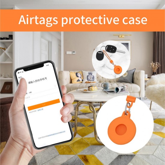 Portable Pure Liquid Silicone Protective Cover Sleeve for Apple Airtags bluetooth Tracker with Lanyard