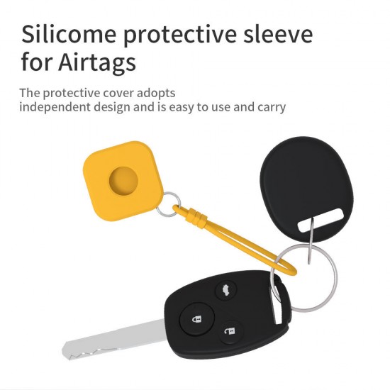 Portable Pure Silicone Protective Cover Sleeve with Lanyard for Apple Airtags bluetooth Tracker