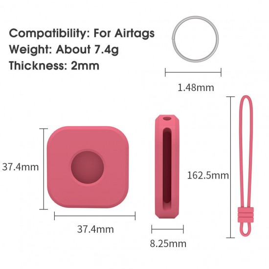 Portable Pure Silicone Protective Cover Sleeve with Lanyard for Apple Airtags bluetooth Tracker