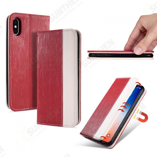 Premium Magnetic Flip Card Slot Kickstand Protective Case For iPhone X