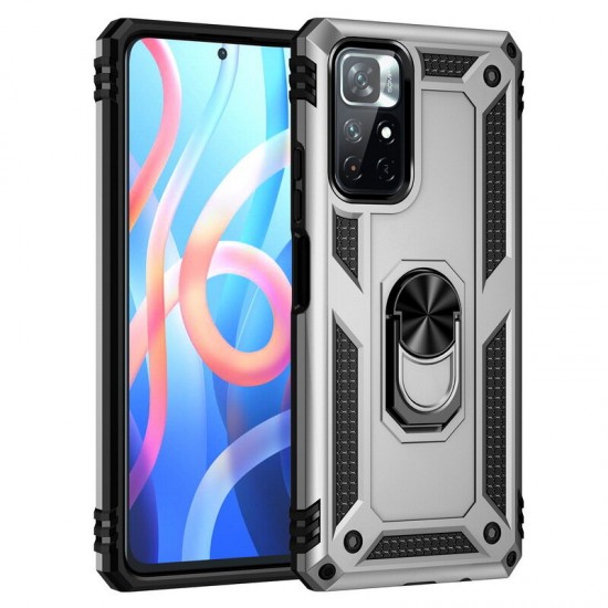 Protective Case Bumper Cover For Poco M4 Pro 5G TPU + PC Shock Resistant Phone Case With Adjustable Swivel Ring Holder